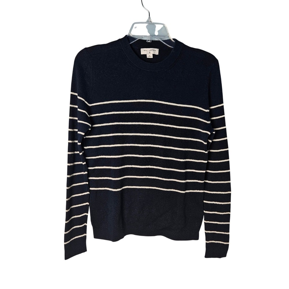 Nili Lotan x Target Navy Blue Stripe Sweater Cotton Wool Cashmere Womens Medium